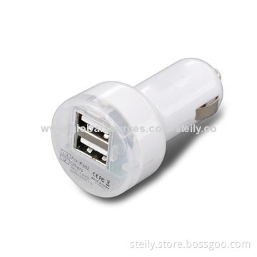 Hot-selling High-quality Colorful Dual USB In-car Charger for iPhone/iPod/iPad/Mobile Phones